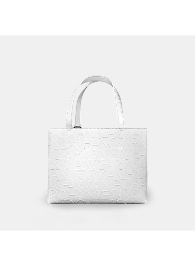 Armani Exchange – White "Tote" Bag with a prominent monogrammed detail - Image 4